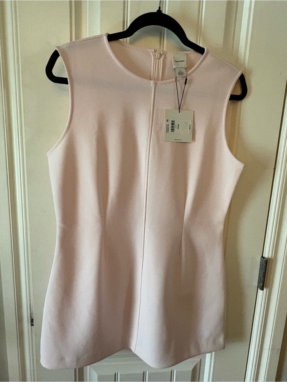 Calvin Klein Sleeveless Shift Dress in Pale Pink